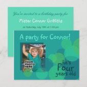 Uitnodiging voor een verjaardagsfeestje (aqua) (Voorkant / Achterkant)