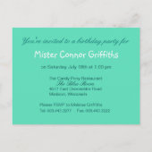 Uitnodiging voor een verjaardagsfeestje (aqua) (Achterkant)