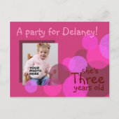 Uitnodiging voor een verjaardagsfeestje (cerise) (Voorkant)