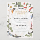 Uitnodiging voor een verjaardagsfeestje in de stad (Voorkant / Achterkant)