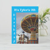 Uitnodiging voor een verjaardagsfeestje in een pre (Staand voorkant)