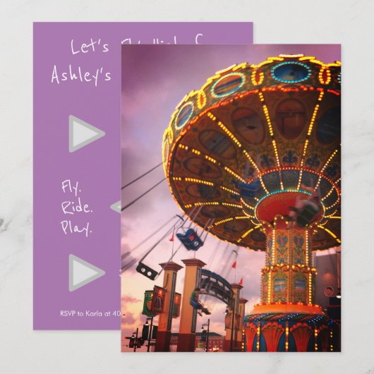 Uitnodiging voor een verjaardagsfeestje in een pre (Voorkant / Achterkant)