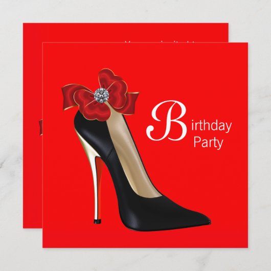 Uitnodiging voor een verjaardagsfeestje in een rod (Voorkant / Achterkant)