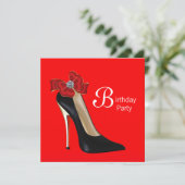 Uitnodiging voor een verjaardagsfeestje in een rod (Staand voorkant)