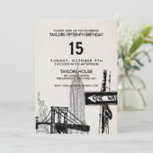 Uitnodiging voor een  verjaardagsfeestje in New Yo (Staand voorkant)