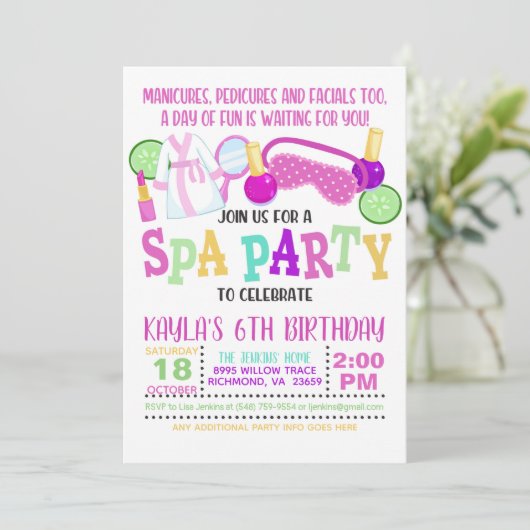 Uitnodiging voor een verjaardagsfeestje in Spa - W (Staand voorkant)