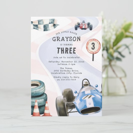 Uitnodiging voor een verjaardagsfeestje met een ki (Staand voorkant)