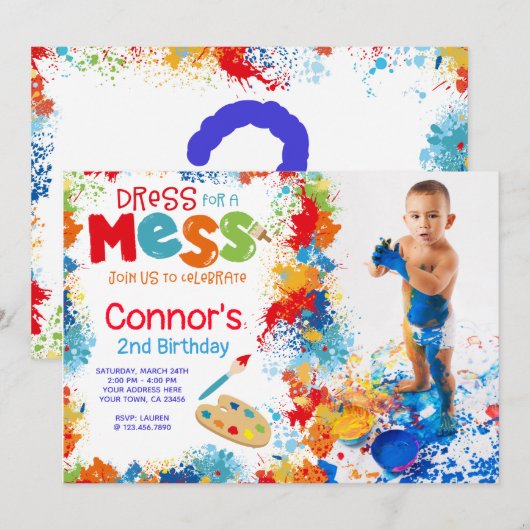 Uitnodiging voor een verjaardagsfeestje met foto (Voorkant / Achterkant)