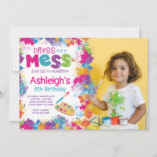 Uitnodiging voor een verjaardagsfeestje met foto (Voorkant)