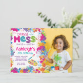 Uitnodiging voor een verjaardagsfeestje met foto (Staand voorkant)