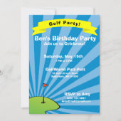 Uitnodiging voor een verjaardagsfeestje met golfth (Voorkant)