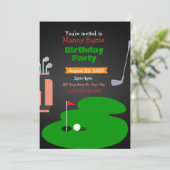 Uitnodiging voor een verjaardagsfeestje met golfth (Staand voorkant)