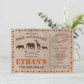 Uitnodiging voor een verjaardagsfeestje met Safari (Staand voorkant)