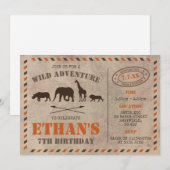Uitnodiging voor een verjaardagsfeestje met Safari (Voorkant / Achterkant)