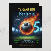 Uitnodiging voor een verjaardagsfeestje met voetba (Voorkant / Achterkant)
