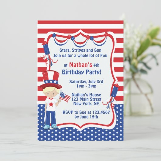 Uitnodiging voor een verjaardagsfeestje op Indepen (Staand voorkant)