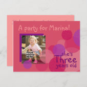 Uitnodiging voor een verjaardagsfeestje (roos) (Voorkant / Achterkant)