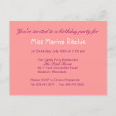 Uitnodiging voor een verjaardagsfeestje (roos) (Achterkant)