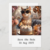 Uitnodiging voor een verjaardagsfeestje van de kat (Voorkant / Achterkant)