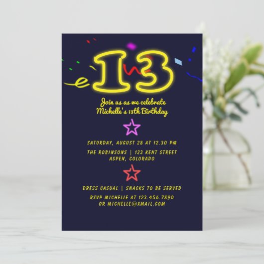 Uitnodiging voor een verjaardagsfeestje voor derti (Staand voorkant)