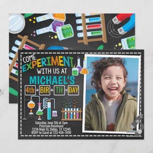 Uitnodiging voor een verjaardagsfeestje voor een w (Voorkant / Achterkant)