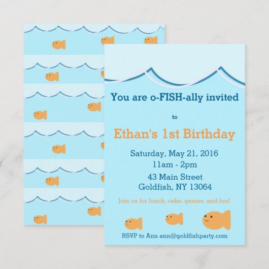 Uitnodiging voor een verjaardagsfeestje voor goudv (Voorkant / Achterkant)