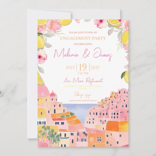 Uitnodiging voor een verlovingsfeest met een Itali (Voorkant)