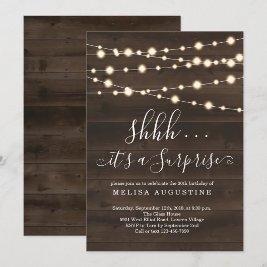 Uitnodiging voor een verrassende partij - Birthday (Voorkant / Achterkant)