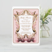 uitnodiging voor een Victoriaans Baby shower (Staand voorkant)