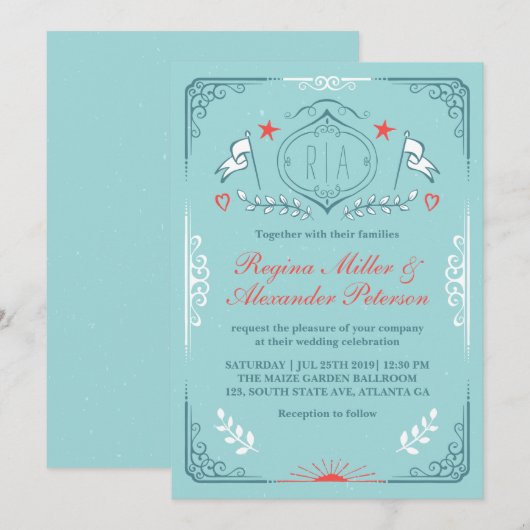 Uitnodiging voor een victoriaanse middeleeuwse bru (Voorkant / Achterkant)