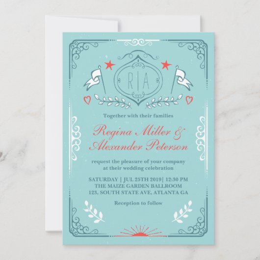 Uitnodiging voor een victoriaanse middeleeuwse tro (Voorkant)