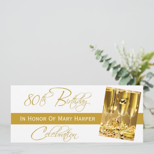 Uitnodiging voor een viering van de 80e verjaardag (Staand voorkant)
