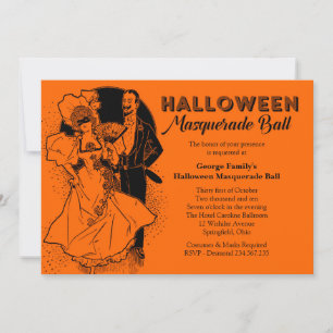 Uitnodiging voor een vintage Halloween-bal masquer