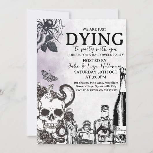 Uitnodiging voor een vintage Halloween-feest (Voorkant)