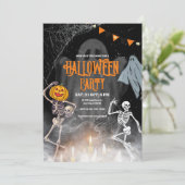 Uitnodiging voor een vintage Halloweenfeest, Hallo (Staand voorkant)
