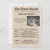 Uitnodiging voor een Vintage Krantenfeestje (Voorkant)