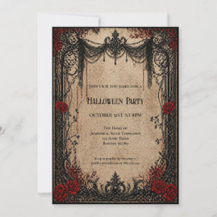 Uitnodiging voor een vintage vampier Halloween-fee