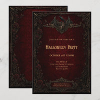 Uitnodiging voor een vintage vampier Halloween-fee