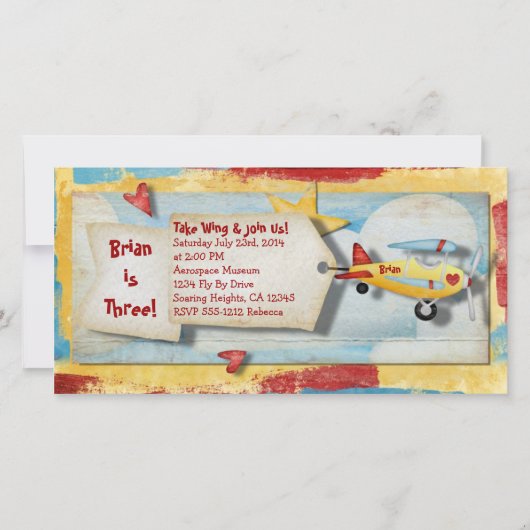 Uitnodiging voor een vliegtuigpartij (Voorkant)