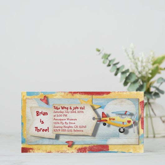 Uitnodiging voor een vliegtuigpartij (Staand voorkant)