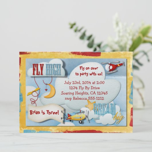 Uitnodiging voor een vliegtuigpartij (Staand voorkant)