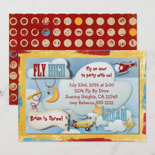 Uitnodiging voor een vliegtuigpartij (Voorkant / Achterkant)