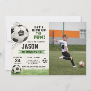 Uitnodiging voor een voetbalfeest met foto