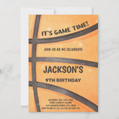 Uitnodiging voor een volledige basketbalverjaardag (Voorkant)