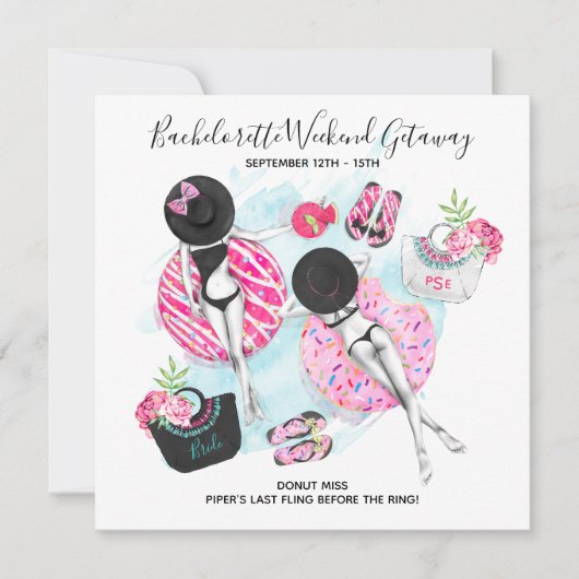 Uitnodiging voor een vrijgezellenfeest aan het str (Voorkant)