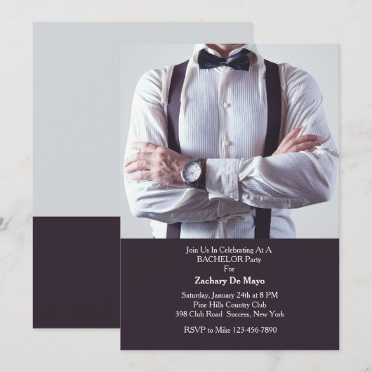 Uitnodiging voor een vrijgezellenfeest in formele (Voorkant / Achterkant)