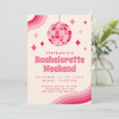 Uitnodiging voor een vrijgezellenfeest met Disco-t (Staand voorkant)