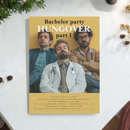 Uitnodiging voor een vrijgezellenfeest met modern 