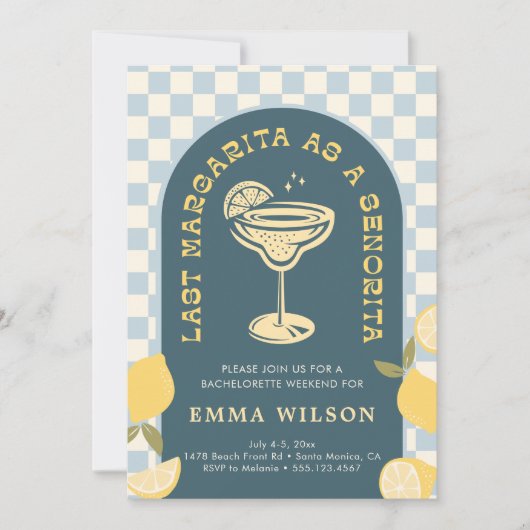 Uitnodiging voor een vrijgezellenfeest weekend Mar (Voorkant)