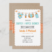 Uitnodiging voor een vrolijke luiers en doekjes fe (Voorkant / Achterkant)